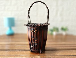 Handmade Vintage bamboo Flower Basket from Indonesia (Circa 1985) log basket far - £99.09 GBP