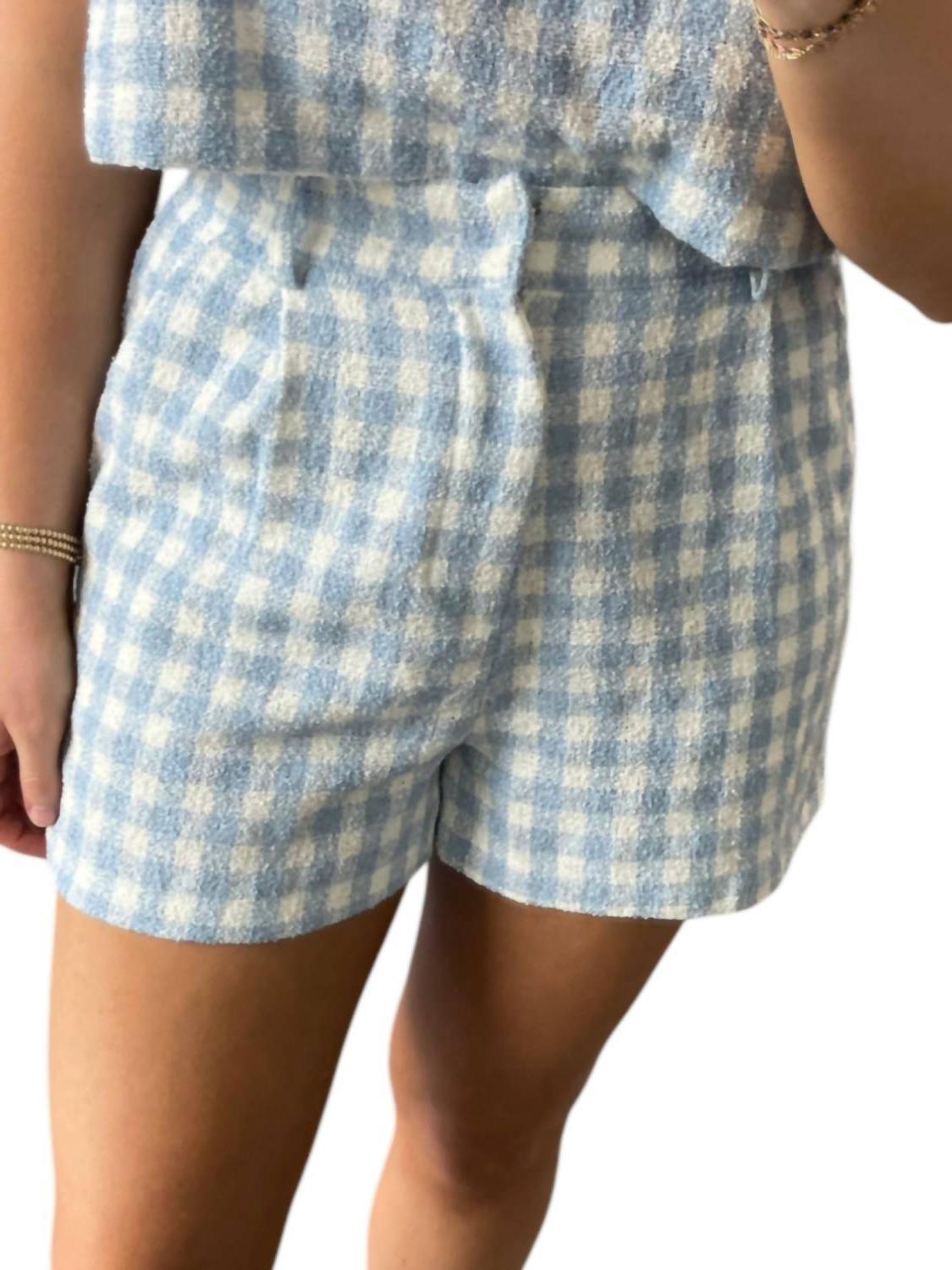Day + Moon Gingham Shorts Blue/white - $31.00