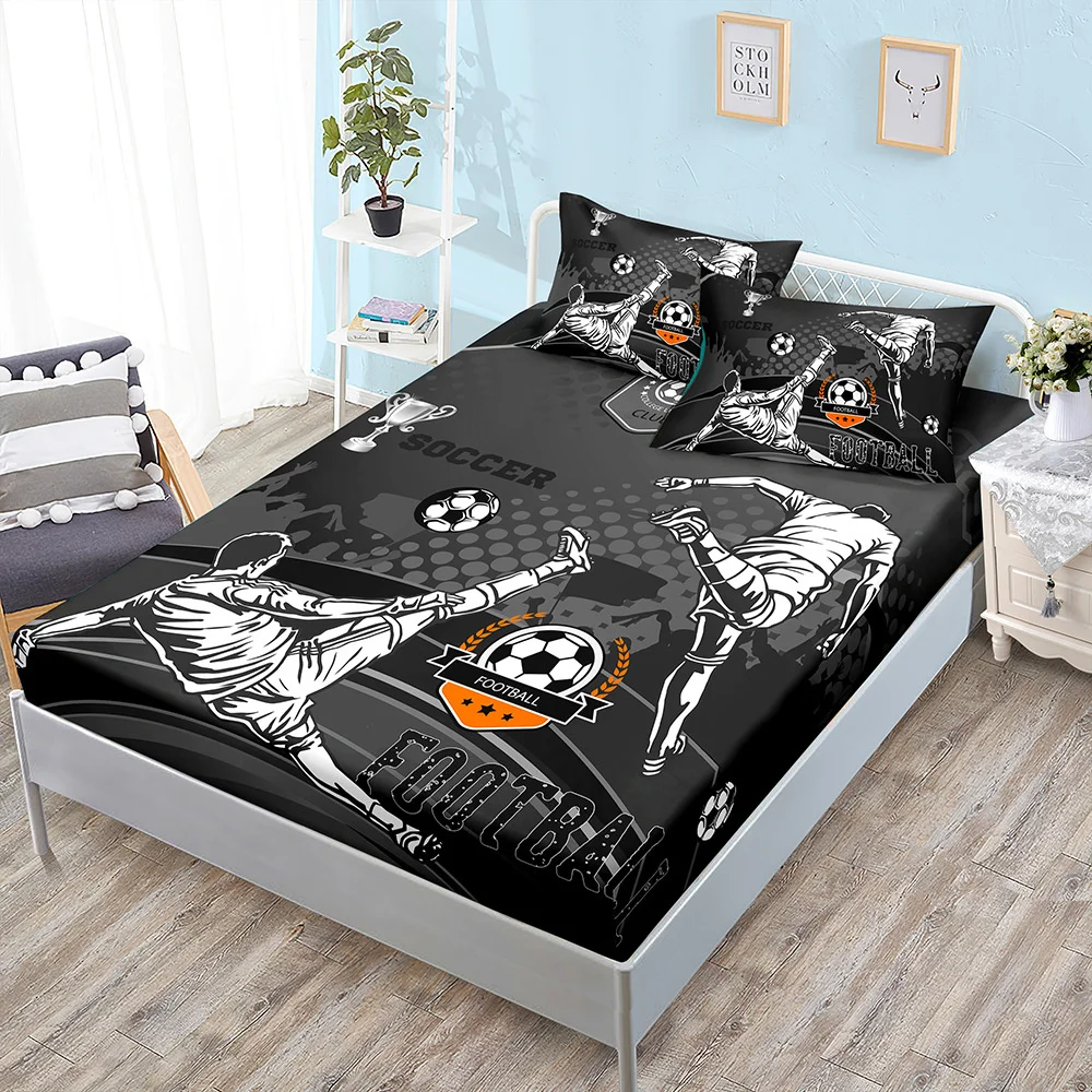 Football Sports Mattress Protector Soccer Bedding Elastic Fitted Sheet Kids Bed - £35.53 GBP+