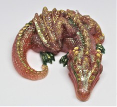 Earth tone Sleeping Dragon,  Handcrafted resin winged serpent, green, ro... - £14.38 GBP