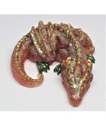 Earth tone Sleeping Dragon,  Handcrafted resin winged serpent, green, ro... - £14.33 GBP