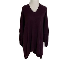 New RDI Poncho Sweater Womens Small Plum Wine Long Sleeve V-Neck Pullover - £23.79 GBP