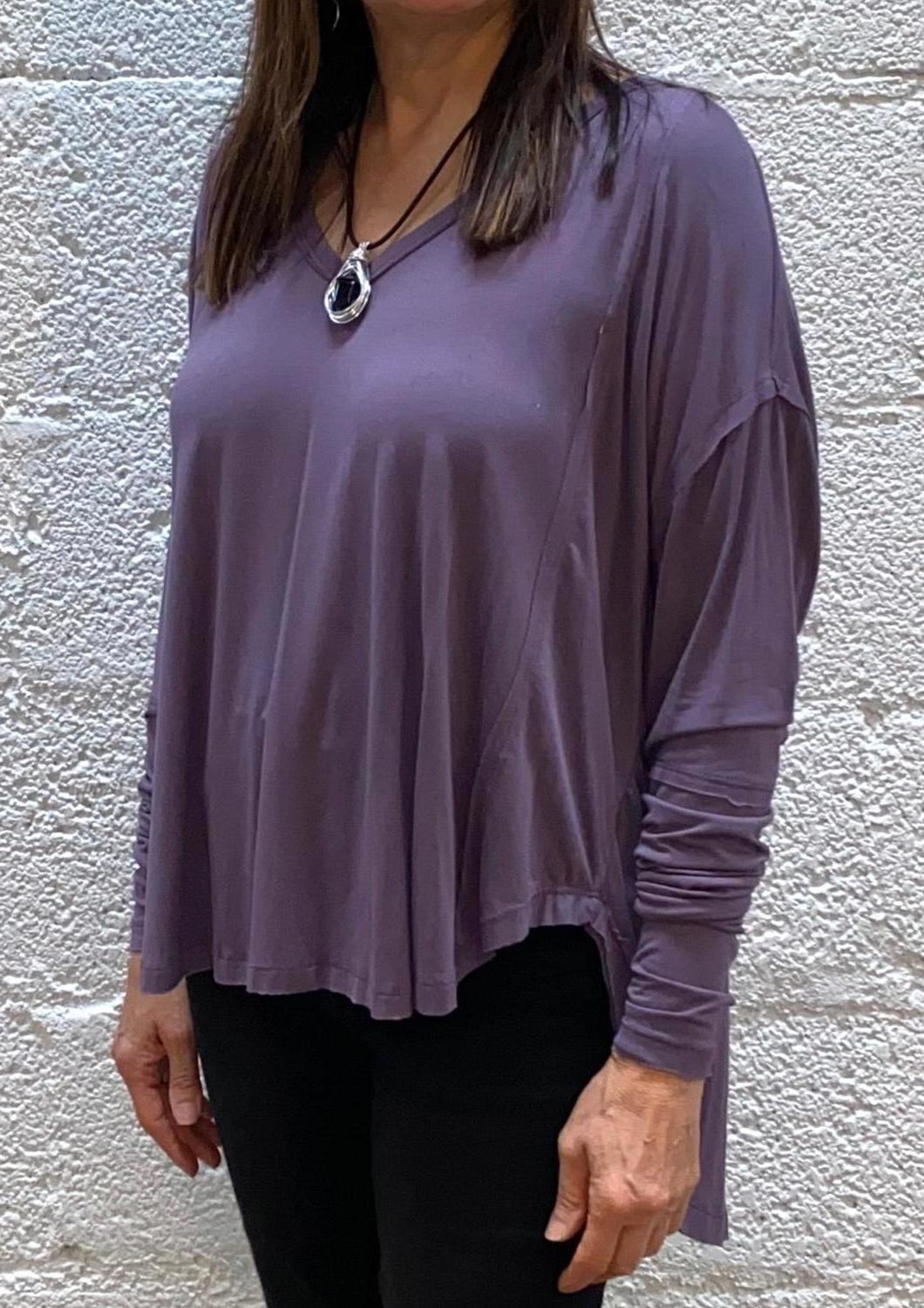 Ariella Oversized V-Neck Top Lilac - $51.00