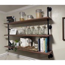 Pipe Shelves Industrial Pipe Shelving Shelves Real Wood Industrial Floating Pipe - £172.26 GBP