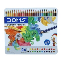 Doms Supersoft Non-Toxic Colour Pencil SET in Flat Tin Box (24 Shade - 1 SET) - £19.84 GBP