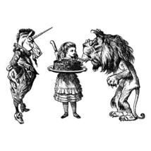 Alice and Sharing Cake with the Lion and the Unicorn - Vinyl Wall Decal - Variou - £3.95 GBP