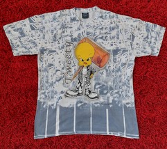 Vintage 90 Tweety Hammer Warner Bros 1998 All Over Pinted Tshirt XL - $75.63