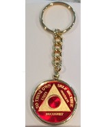 Any Year Or Month Red 24k Gold Plated AA Medallion Keychain Removable Chip - $29.99