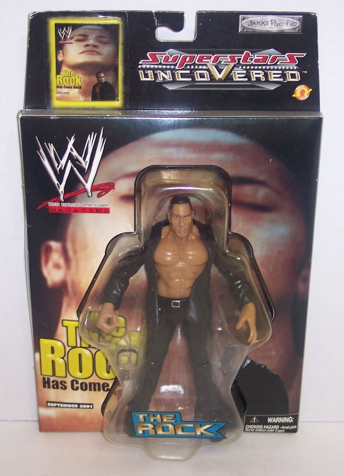 New! 2002 Jakk's Superstars uncoVered "The Rock" Action Figure WWF WWE {786} - £17.59 GBP