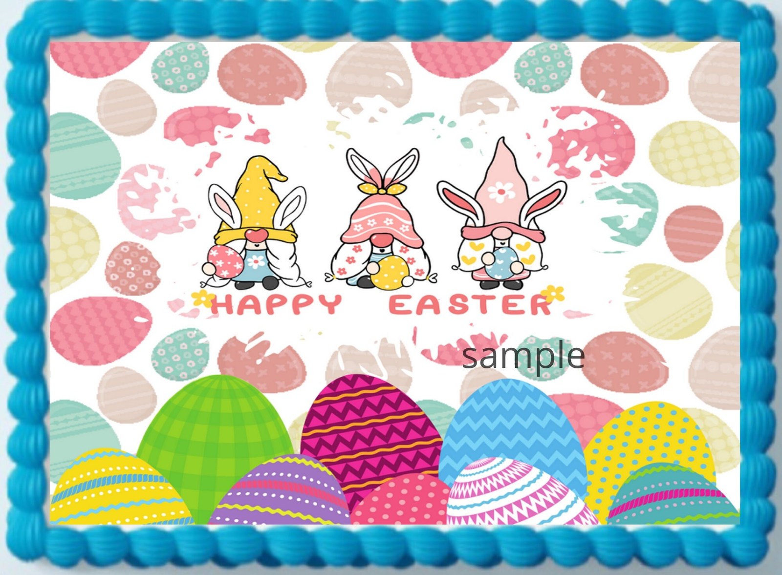 Happy Easter Gnome Party Edible Image Birthday Cute Cake Topper Decorati... - $9.47