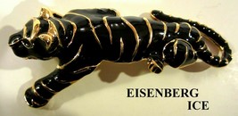 Very Rare Large Eisenberg Ice Black And Gold Panther Tiger Brooch Pin - £51.37 GBP