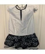 AIVEI Black White Floral Appliqué Peplum Top Size 4 - $641.85 MXN