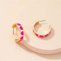 Pink Enamel &amp; 18K Gold-Plated Heart Huggie Earrings - £11.18 GBP