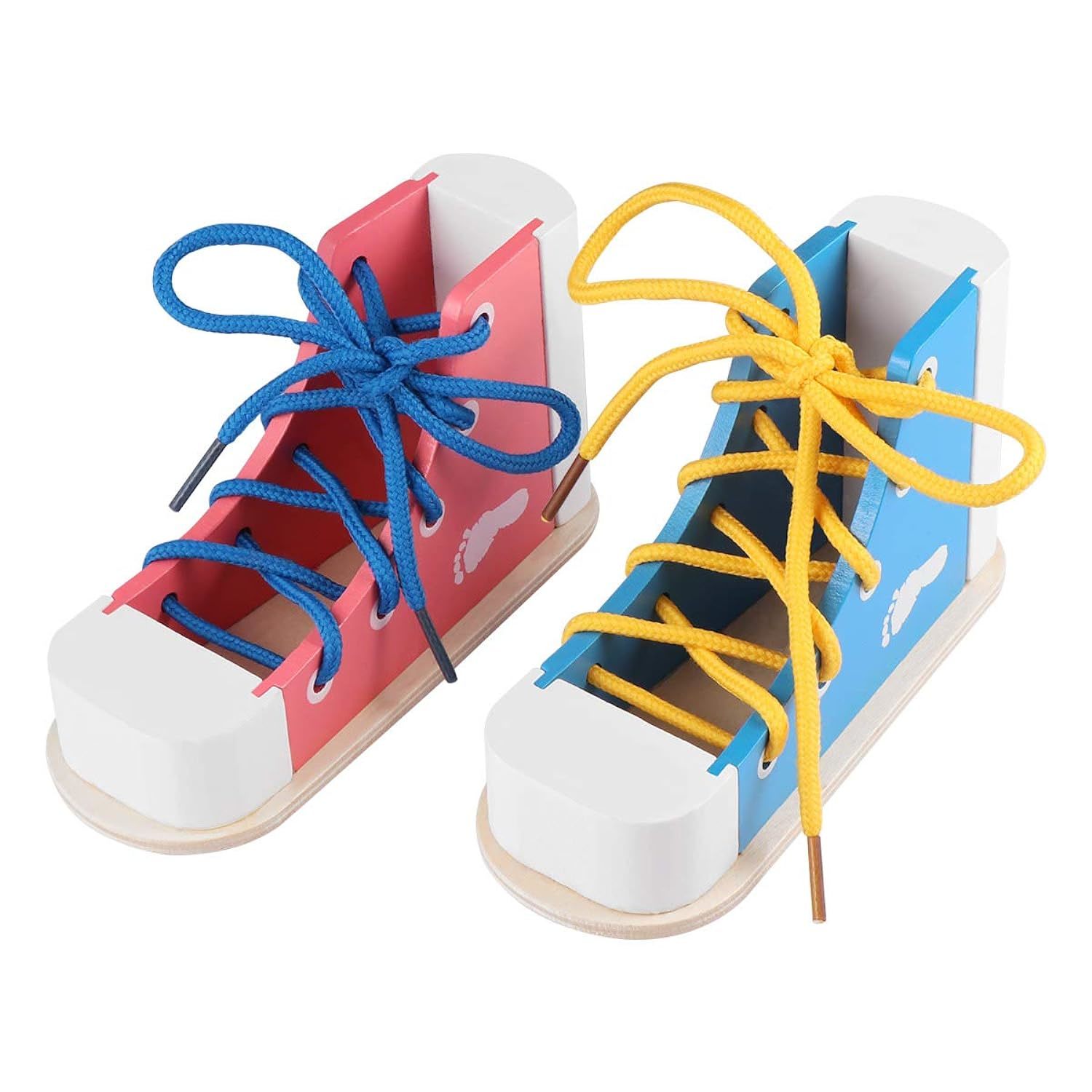 Primary image for Wooden Lacing Shoe Toy Learn To Tie Shoelaces Shoes Tying Teaching Kit For Kids,