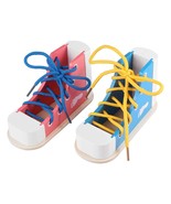 Wooden Lacing Shoe Toy Learn To Tie Shoelaces Shoes Tying Teaching Kit F... - $33.99
