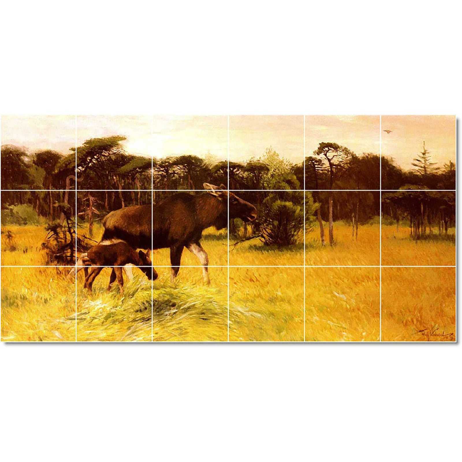 Kuhnert wilhelm moose with her calf in a landscape