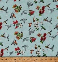 Cotton Hummingbirds Birds Animals Flowers Floral Fabric Print By Yard D477.60 - £23.71 GBP