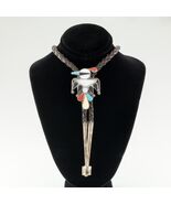 Vintage Zuni Uccello Argento Sterling &amp; Intarsio Bolo Cravatta - $33,301.21 MXN