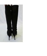MIU MIU Black Suede Almond Toe Platform Knee-High Boots – Size 40 - £255.03 GBP