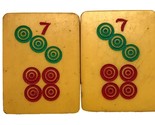 Lot of 2 Vtg MATCHING Seven Dot Cream Yellow Bakelite Mahjong Mah Jong T... - $14.42