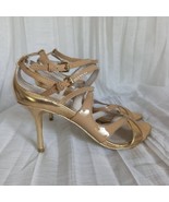 Michael Kors 2-Tone Leather Strappy Sandals Gold Almond High Heels Comfo... - $825.57 MXN