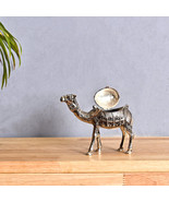 Handcrafted Camel Statue Shelf Design Silver Rutile Elegance - £26.05 GBP
