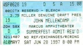 Vintage John Mellencamp Ticket Stub Juin 28 1997 Milwaukee Wisconsin - £33.54 GBP