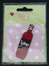 Peel &amp; Stick or iron on embroidered decorative patch wine bottle - £4.01 GBP