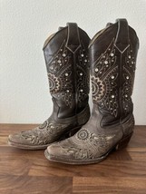 Women’s Cowgirl Boots Guerra Flower Wings Rhinestones Brown Size 7 Country - $69.99