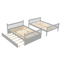 Full Over Full Bunk Bed with Trundle, Convertible to 2 Full Size Platform Bed, F - £426.10 GBP
