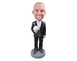 Custom Bobblehead Groom Ready For His Wedding With Formal Bridal Attire On - Wed - £70.31 GBP