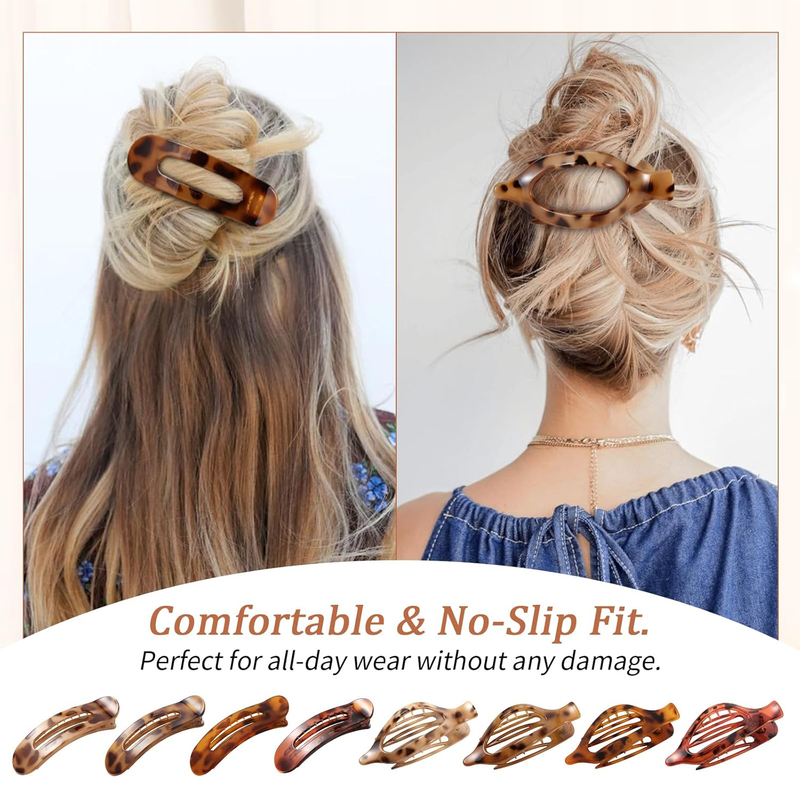 8 Pack Flat Hair Clips, 2 Styles Tortoiseshell Flat Hair Claw Clips for Women, F Item image 5