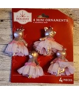 Set of 4 Mini Dancing Pink Pig Hippo Christmas Ornaments Ballerina New S... - £12.48 GBP
