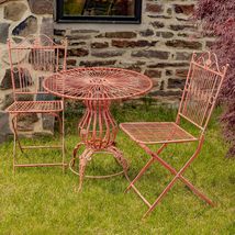 Zaer Ltd. Set of 3 Sturdy Metal Bistro Set, 2 Folding Chairs, 1 Table (Cobalt Bl - £298.96 GBP