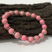 Pink Copper Turquoise Gemstone 8 mm Beads Stretch with Chakra Bracelet CSB-10 - £8.19 GBP