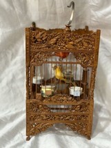 Vintage Birdcage - Asian Detailed Carved Wood Bird Cage With Porcelain Bowls. - $102.85