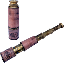 Antique Handcrafted Brass Handheld Telescope Nautical Maritime Leather Covered H - £18.09 GBP