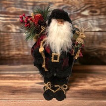 Christmas 18” Santa Figure Celebrate It Rustic Plaid  Decoration Northwo... - $23.50