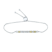 Sterling Silver Womens Round Diamond X-Link Bolo Bracelet 1/8 Cttw - $237.29