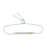 Sterling Silver Womens Round Diamond X-Link Bolo Bracelet 1/8 Cttw - £185.52 GBP