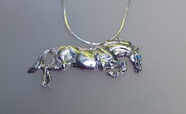 Jumping horse necklace Sterling Silver large pendant ONLY  Beverly Zimme... - $82.17