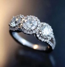 Verlobungsring 3,00 Karat runder Schliff drei simulierte Diamanten 14 Karat... - £197.16 GBP