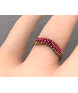 Pink Ruby Band Sterling Silver Ring Gift For Women Jewelry Modern Women ... - €55,16 EUR