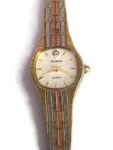 Vintage Helbros Women&#39;s Two-Tone Metal Band Quartz Watch 364 9792 Needs Repair - £18.19 GBP
