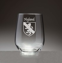 Hyland Irish Coat of Arms Stemless Wine Glasses (Sand Etched) - £52.57 GBP