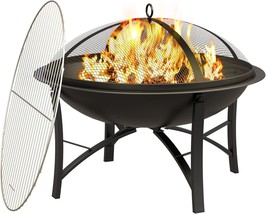 Fire Beauty Fire Pit For Outside Wood Burning Firepit Bbq Grill Steel Fi... - $90.98