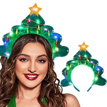 Light Up Christmas Headbands Xmas Tree Hairband Led Xmas Hair Hoop Glow Festival - £24.62 GBP