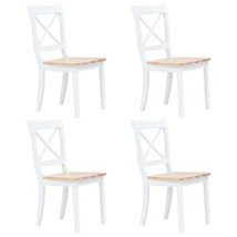 vidaXL White Natural Rubber Wood Dining Chair Set 4 Pieces Wooden Seats - $6,580.83 MXN