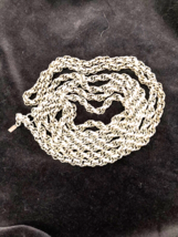 VTG MONET 60” LONG Silver Tone Metal Loop Ring Rope Chain Necklace Double Wrap - £16.40 GBP
