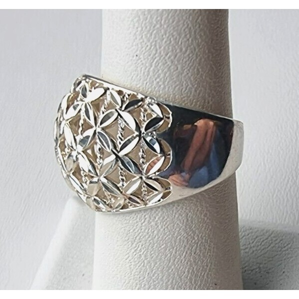 Jcm 925 Sterling Silver Diamond Cut Filigree Ring Size 7 At Item image 4